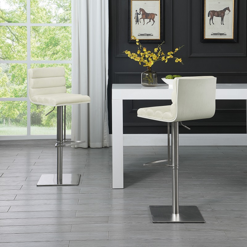 FC-1213 with wave seat and walnut wood back rotary adjustable barstool