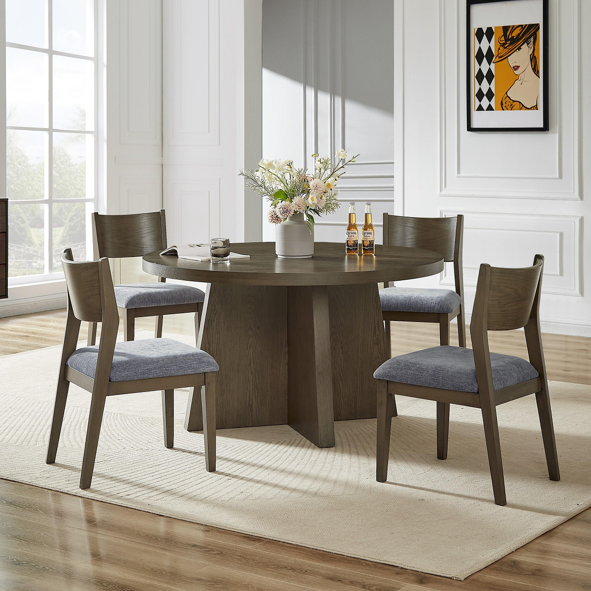 GL-DT200-wooden table+chair set